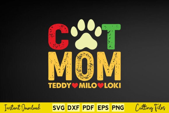 Cat Mom Shirt with Cat Names Graphics for Crafts