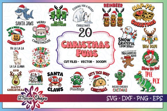 Christmas Funny Puns SVG Bundle for Crafts and Graphics