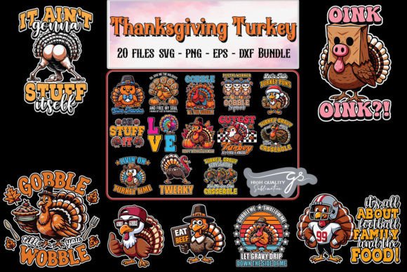 Thanksgiving Turkey SVG Bundle Graphics for Crafts